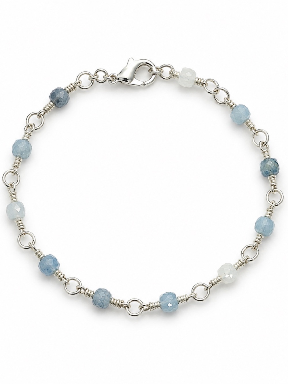 Handmade Faceted Aquamarine Cube Bracelet